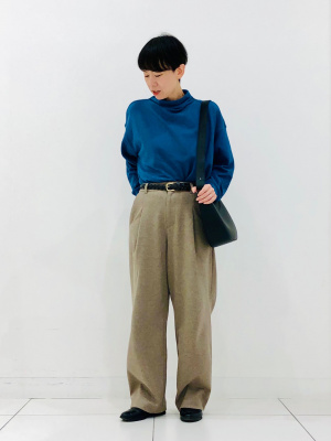 ユニクロ公式 | ブラッシュドジャージータックワイドパンツ（丈