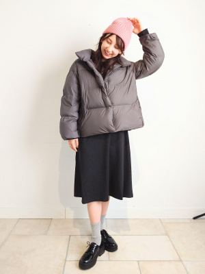 23AW  ポンチフレアワンピース ユニクロ公式 | ポンチフレアワンピース（長袖・標準丈・111.5