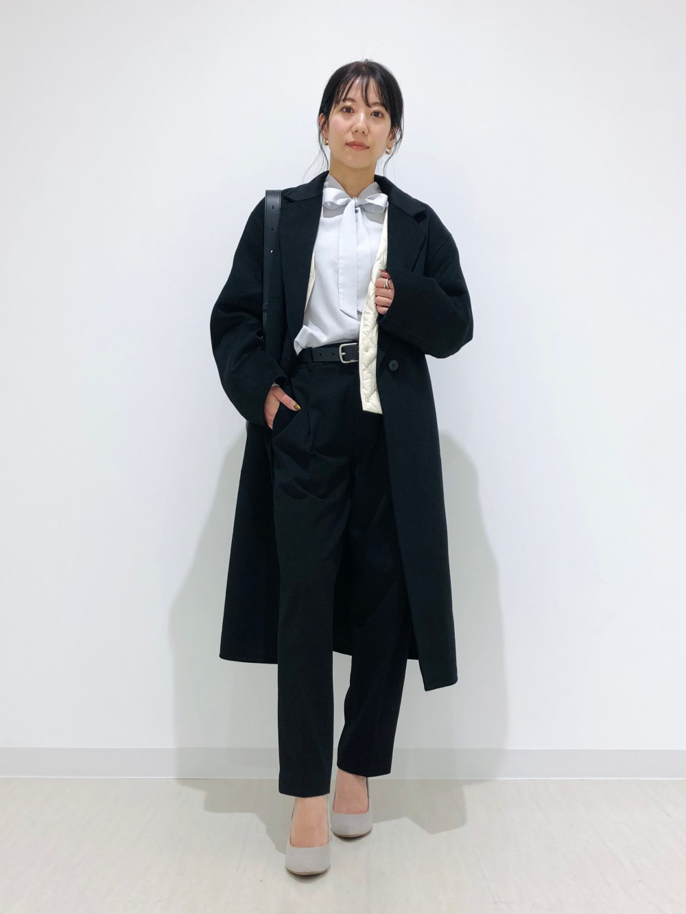 ブラッシュドジャージーモックネックTシャツ、ハイブリッド
