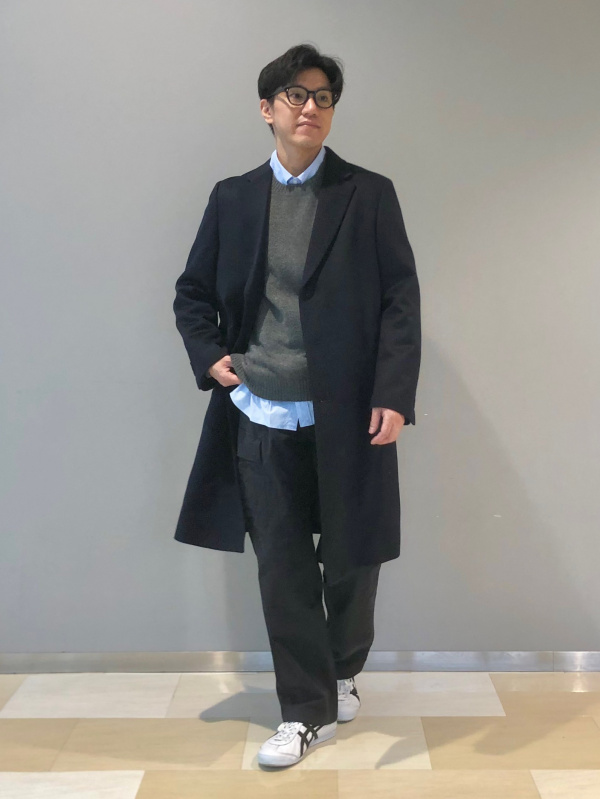 ユニクロ　チェスターコート　ウール　カシミヤ　黒　美品　XL ウールカシミヤチェスターコート、ブロードシャツ/ボタンダウンの