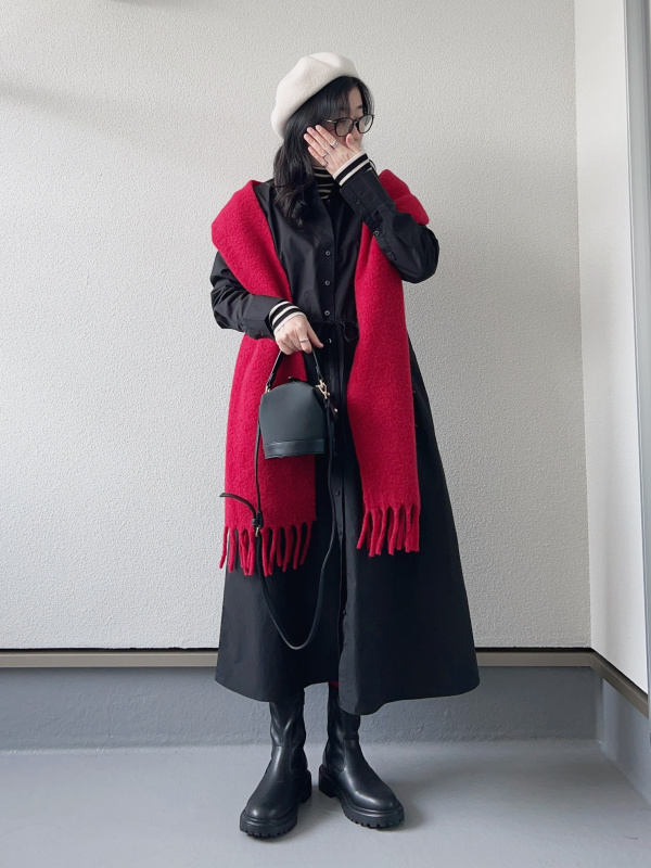 コットンロングシャツワンピース（長袖・標準丈・111.5～122.5cm