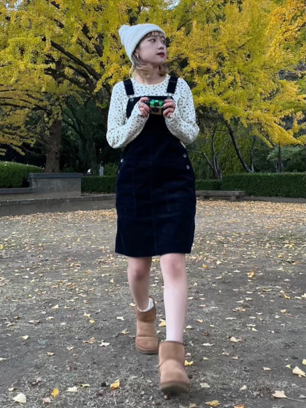 GIRLS コーデュロイジャンパースカート、ピーナッツ チャーリー