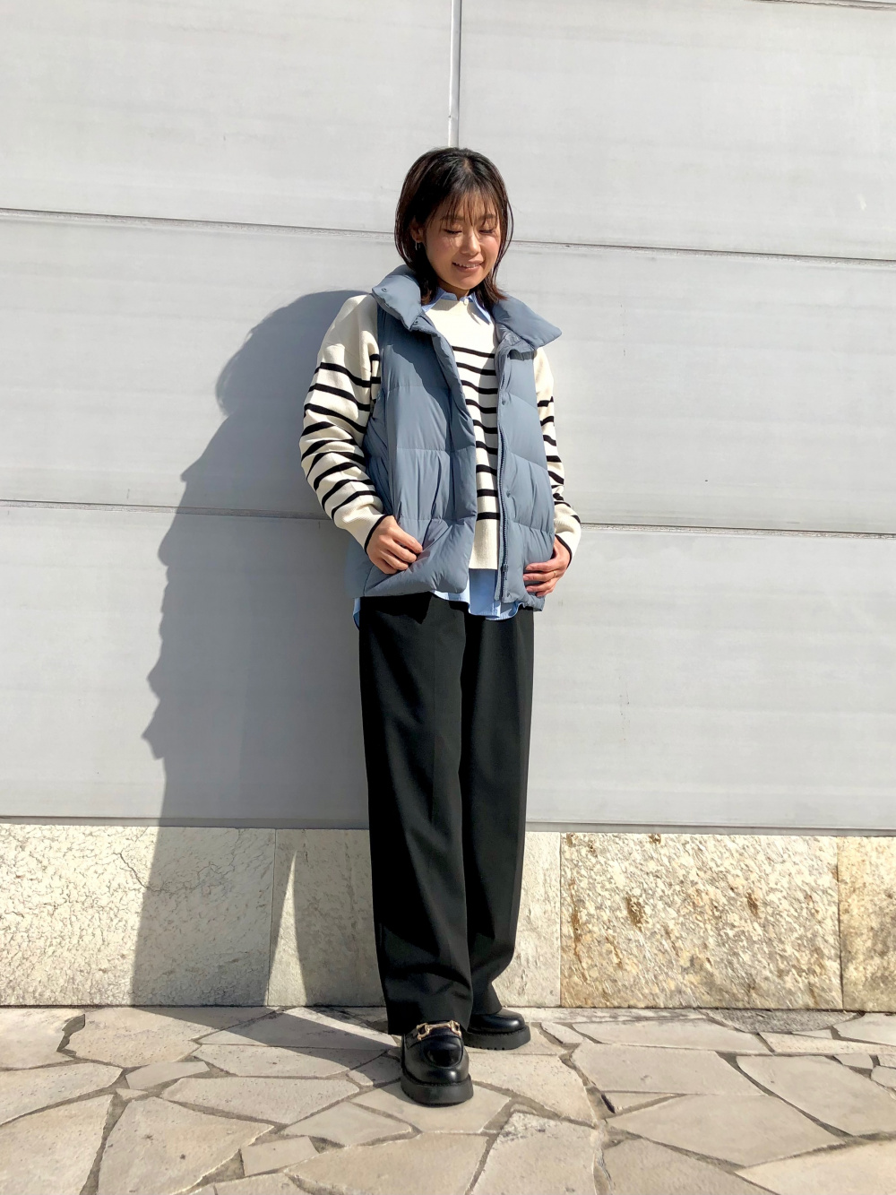 パウダーソフトダウンベスト（NANODESIGN）、スフレヤーンハーフジップ