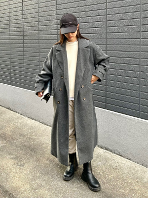 やわらかコットンロングシャツ（ダークグレー）【ユニセックス