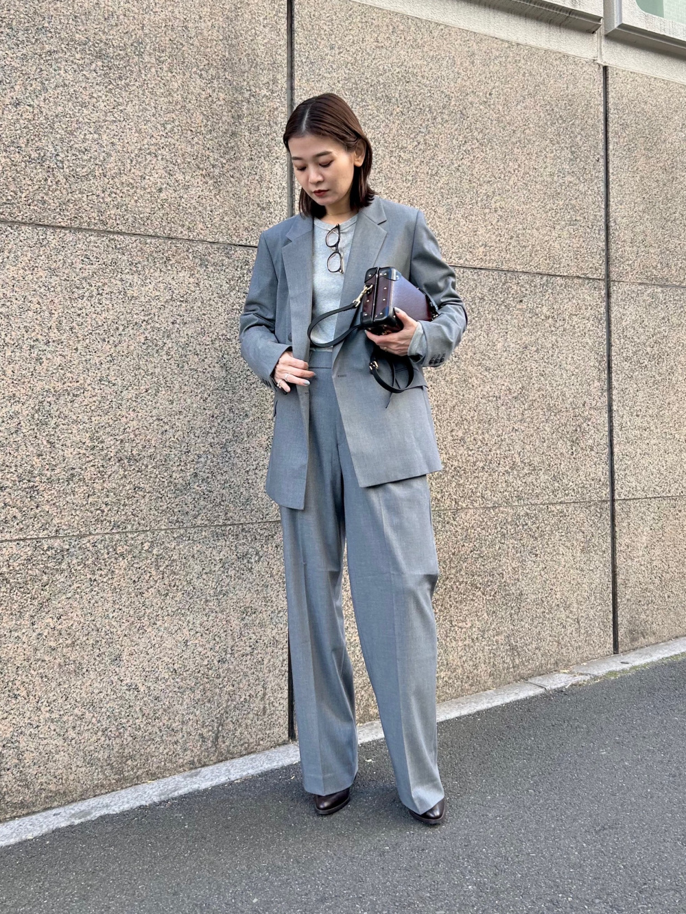 UNIQLO ダブルジャケットセットアップグレー