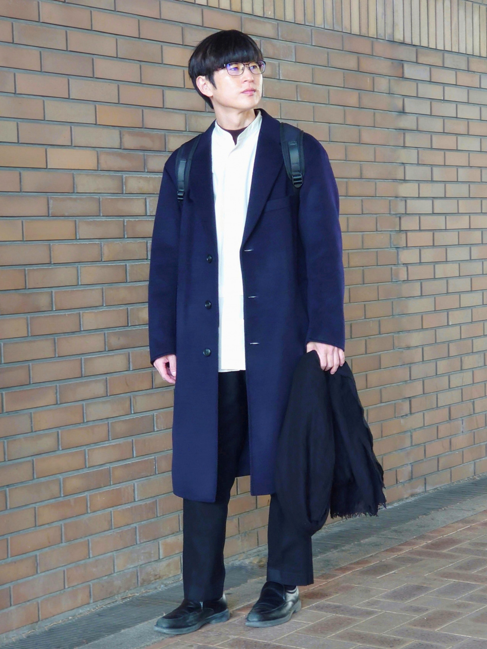 カシミヤブレンドオーバーサイズチェスターコート、ブラッシュド  