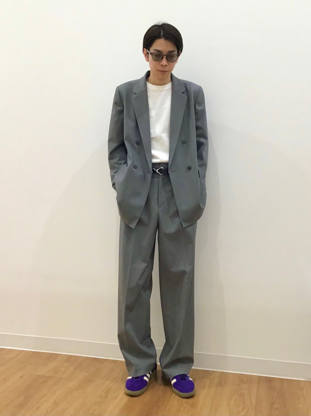 ダブルジャケット、タックワイドパンツ」の着用コーディネート