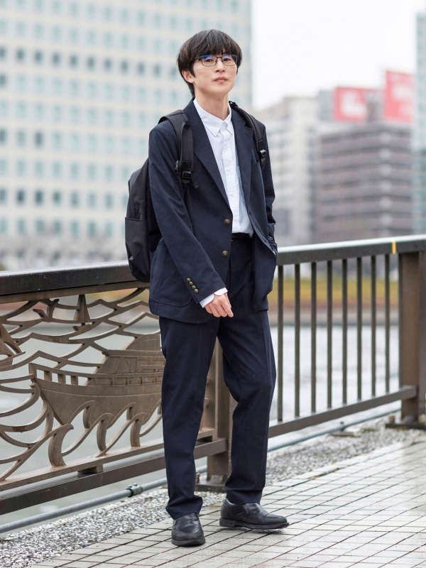 感動ブレザー、ファインクロスシャツ/チェック/ボタンダウン/長袖の