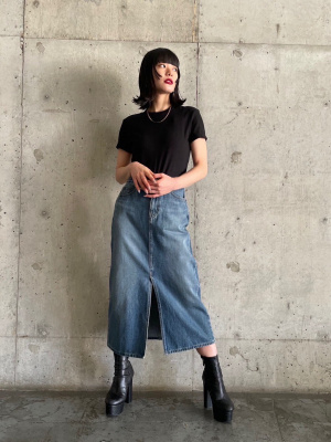 【ユニクロ×イネス】デニムロングスカート ウエスト64cm 2023AW ユニクロ×イネスドラフレサンジュコラボ・デニム ロングスカート