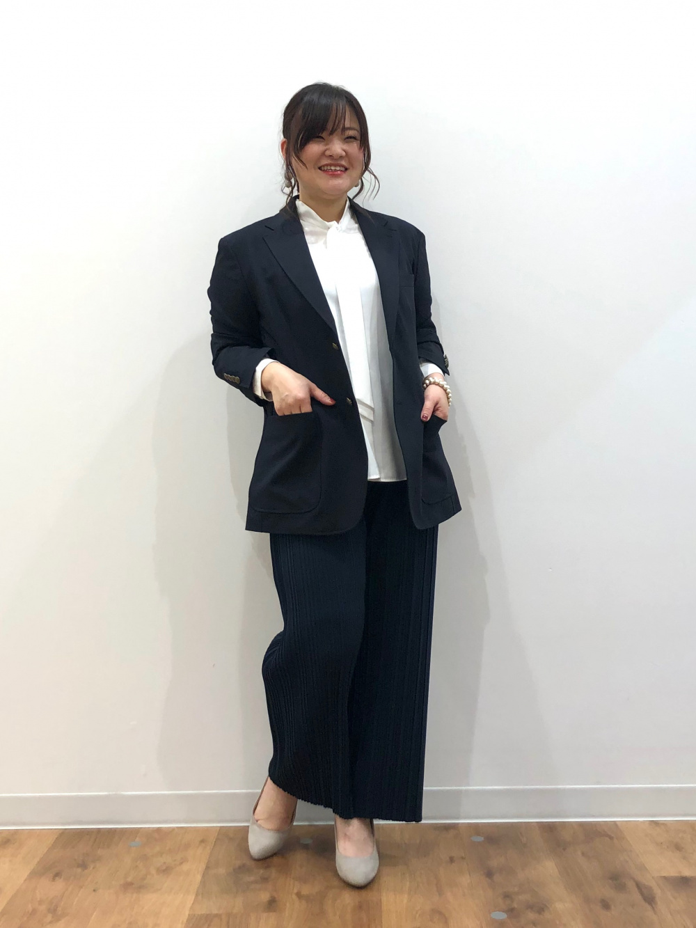 ストライプストレートプリーツパンツ main image 0