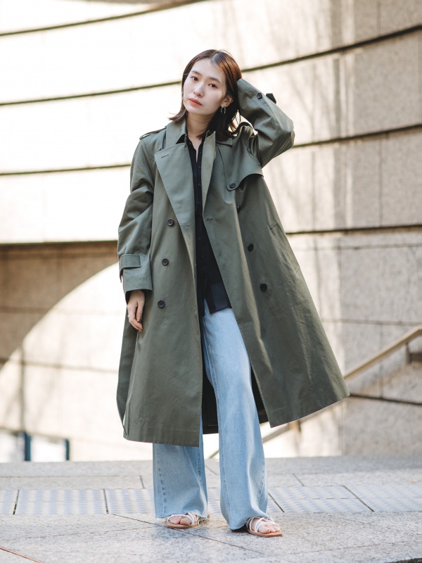 極美品☆UNIQLO:C ユニクロ 2024春 トレンチコート ブラック L トレンチコート 春の関連商品 | ユニクロ