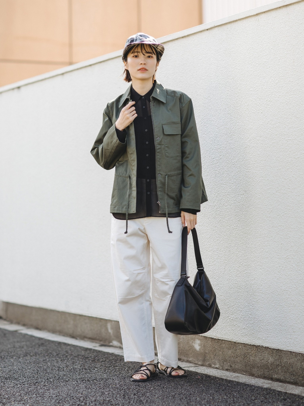 コットンブレンドドローストリングジャケット」の着用コーディネート