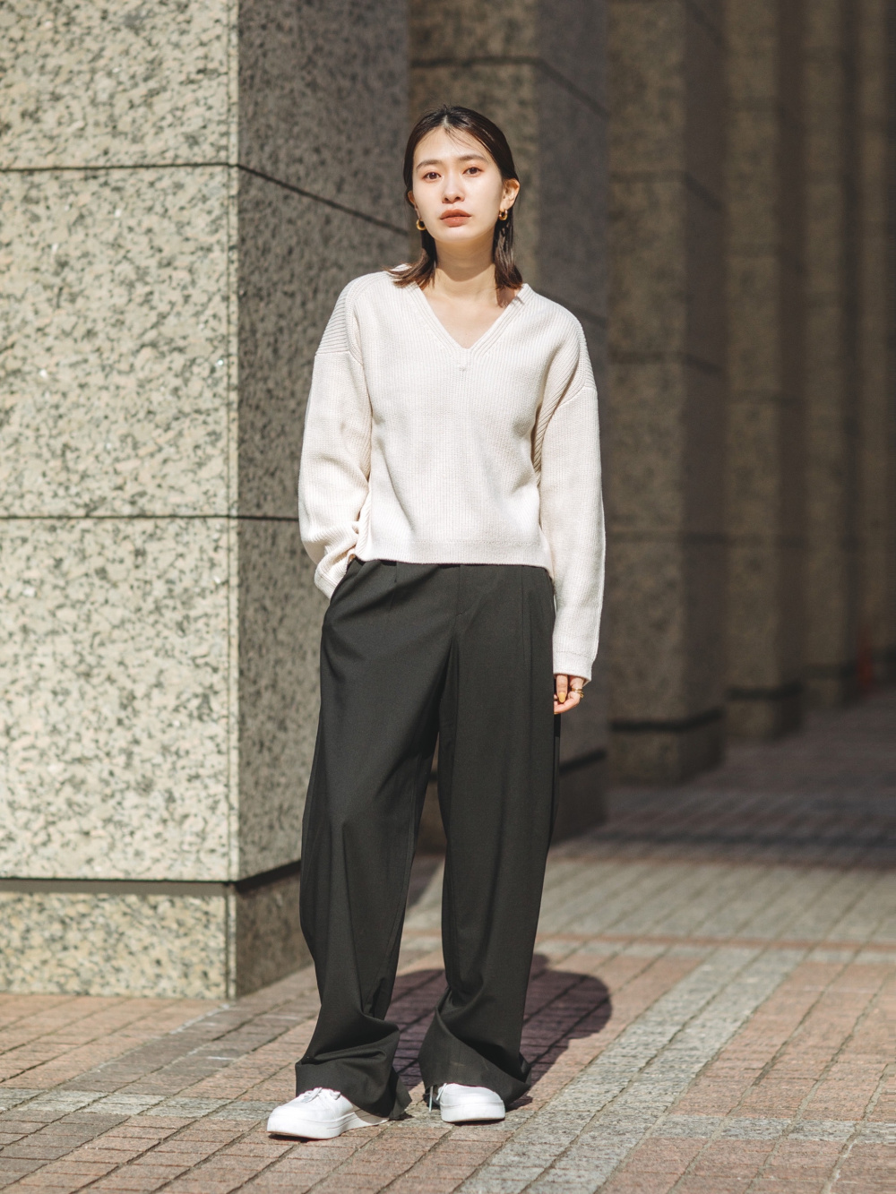 XL【新品未使用】ユニクロC タックワイドストレートパンツ GRAY