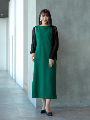 予約品※ユニクロC クレープジャージーワンピース ブラック S