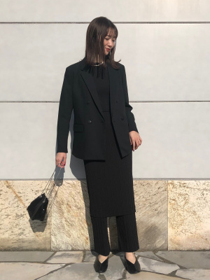 黒のプリーツノースリーブワンピース プリーツプリーズPLEATS PLEASE プリーツノースリーブダブル