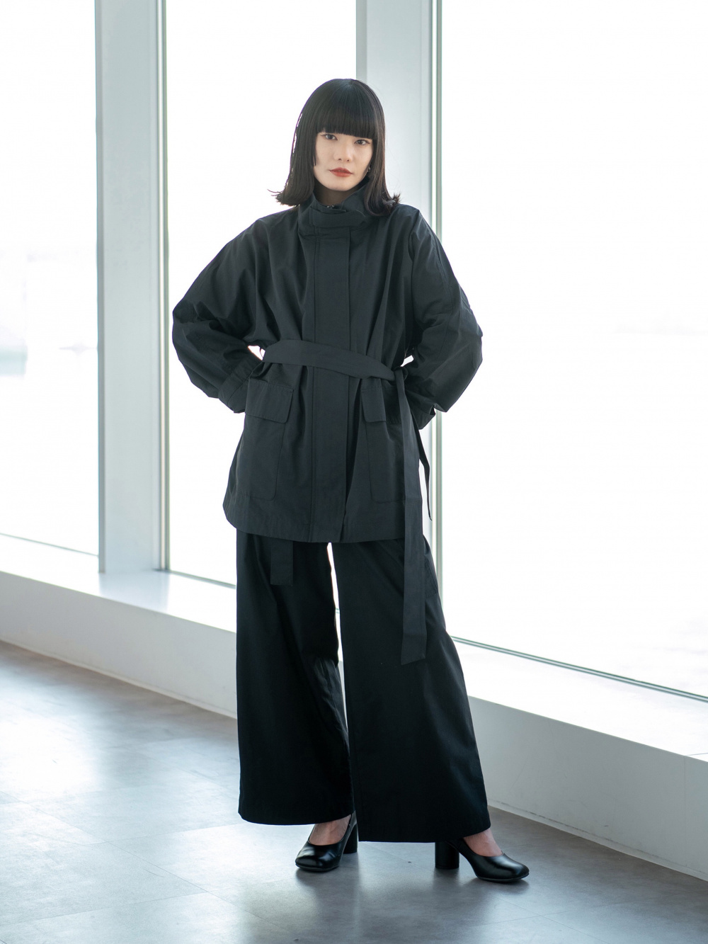 UNIQLO ユニクロシー スタンドカラーオーバーサイズコート 黒 L 未使用品 新品未使用】スタンドカラーオーバーサイズコート UNIQLO ユニクロシー