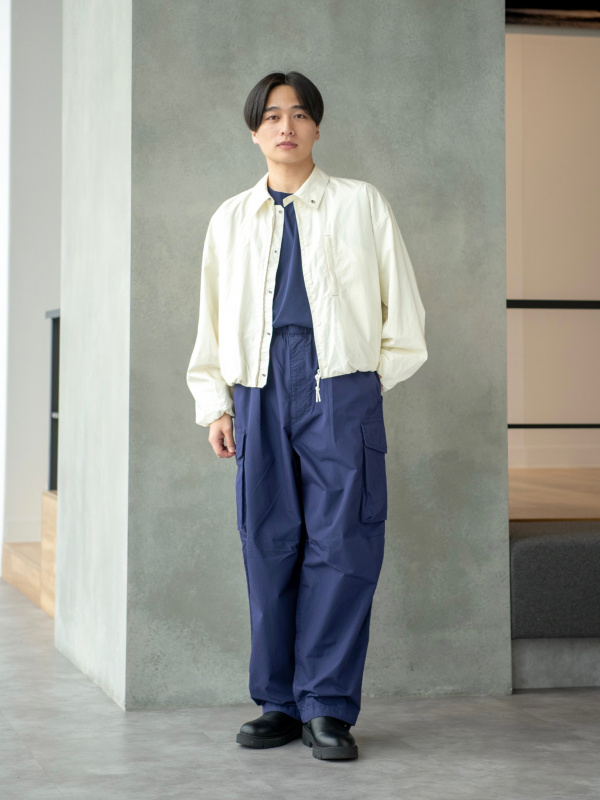 UNIQLO U ボリュームスリーブコクーンブルゾン ホワイト ボリュームスリーブコクーンブルゾン」の着用コーディネート