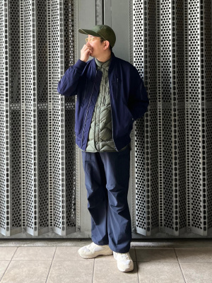美品LネイビーUNIQLO×ジルサンダー+JオーバーサイズブルゾンNAVY