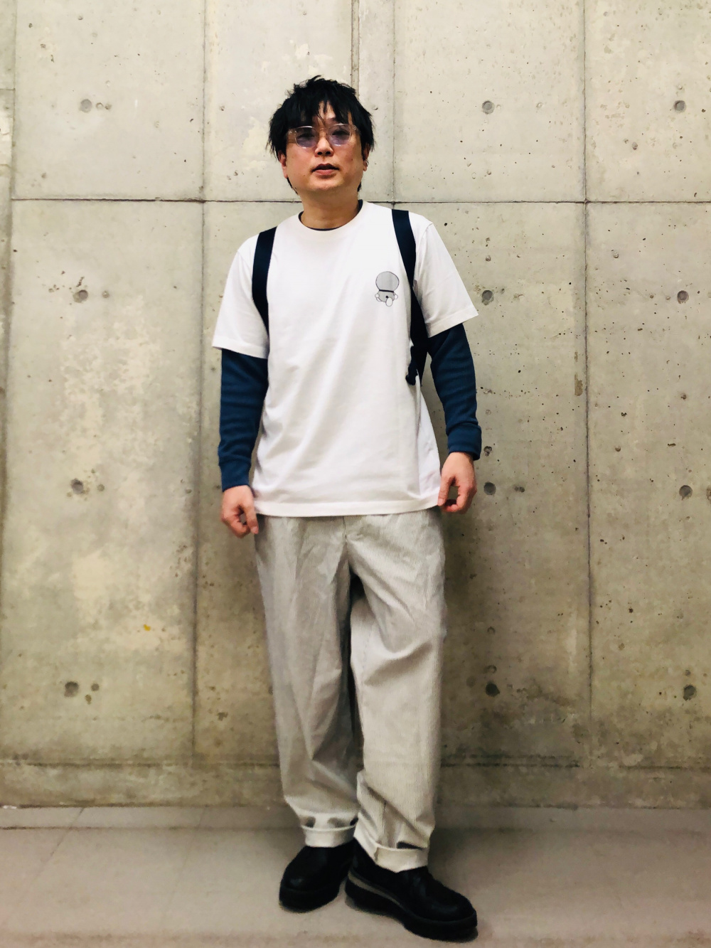 ワッフルクルーネックTシャツ(長袖)、藤子・F・不二雄 90th