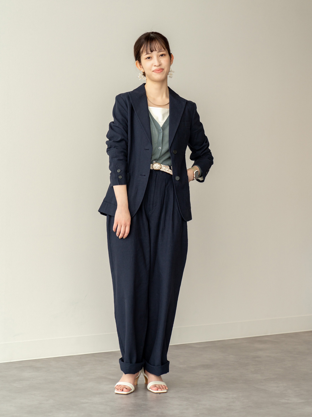 UNIQLO×イネス　コットンリネン　ジャケットパンツセットアップ UNIQLO - UNIQLO イネス コットンリネンジャケット