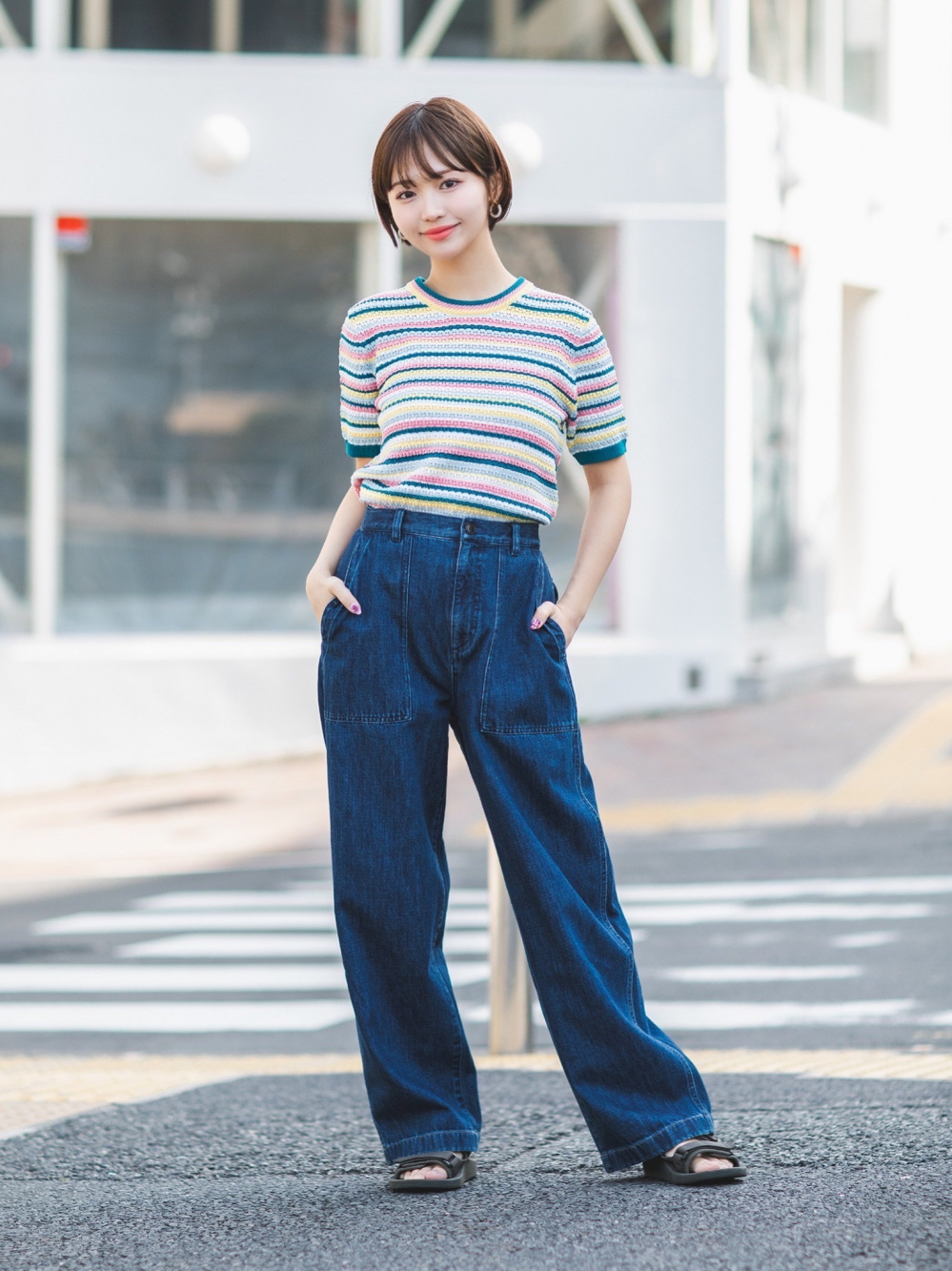 UNIQLO - 即完売品！ユニクロ イネス ポインテールボーダークルーネックセーター  Lサイズ UNIQLO - 即完売品！ユニクロ イネス ポインテールボーダー