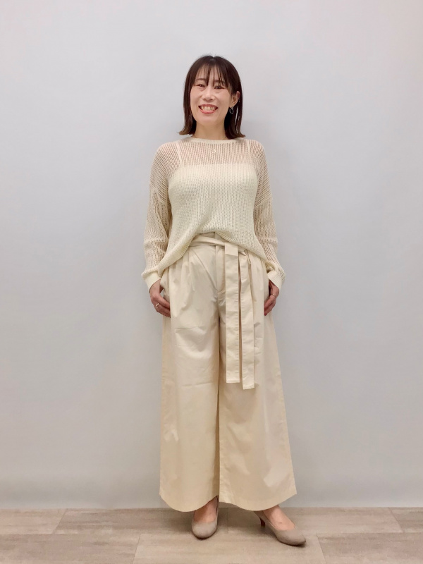 ベルテッドアンクルワイドパンツ（レディース）の着用コーディネート