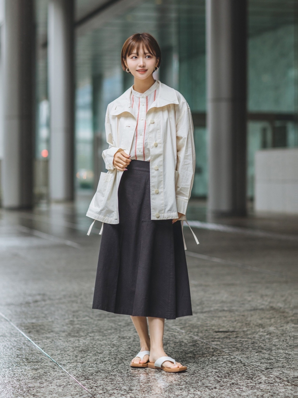 J.W ANDERSON リネン コート ロングシャツ ホワイト ライト