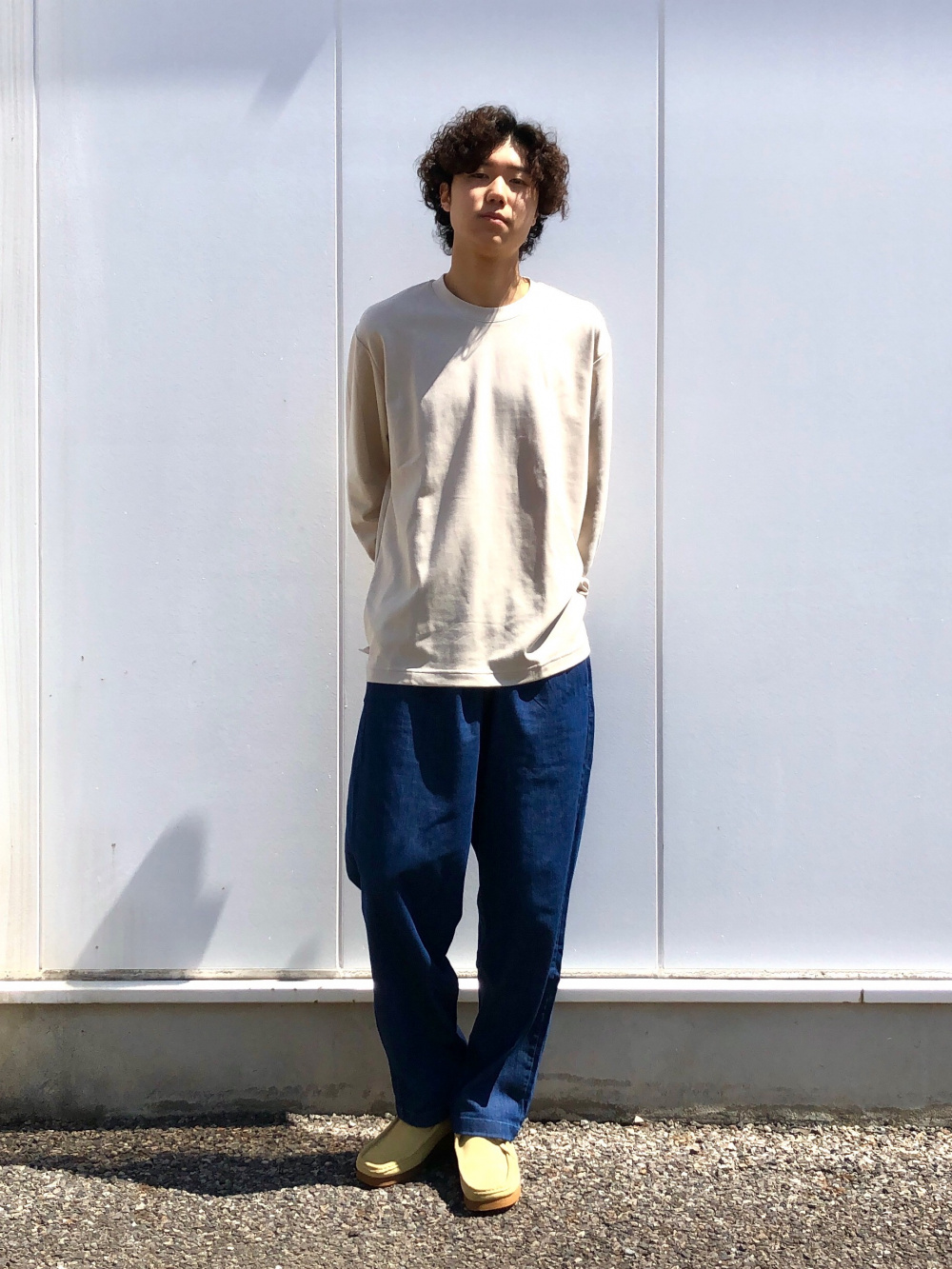エアリズムコットンクルーネックTシャツ、ストレッチイージーアンクル 