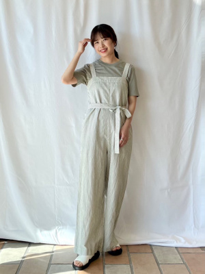 ユニクロ公式 | リネンブレンドサロペット/ストライプ