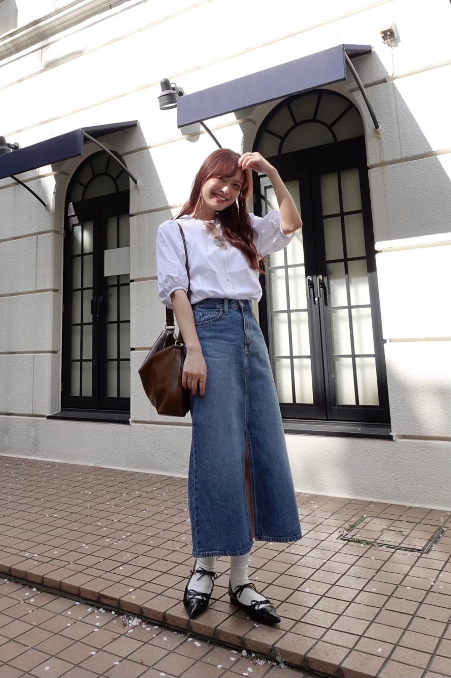 デニムロングスカート」の着用コーディネート| ユニクロ公式 