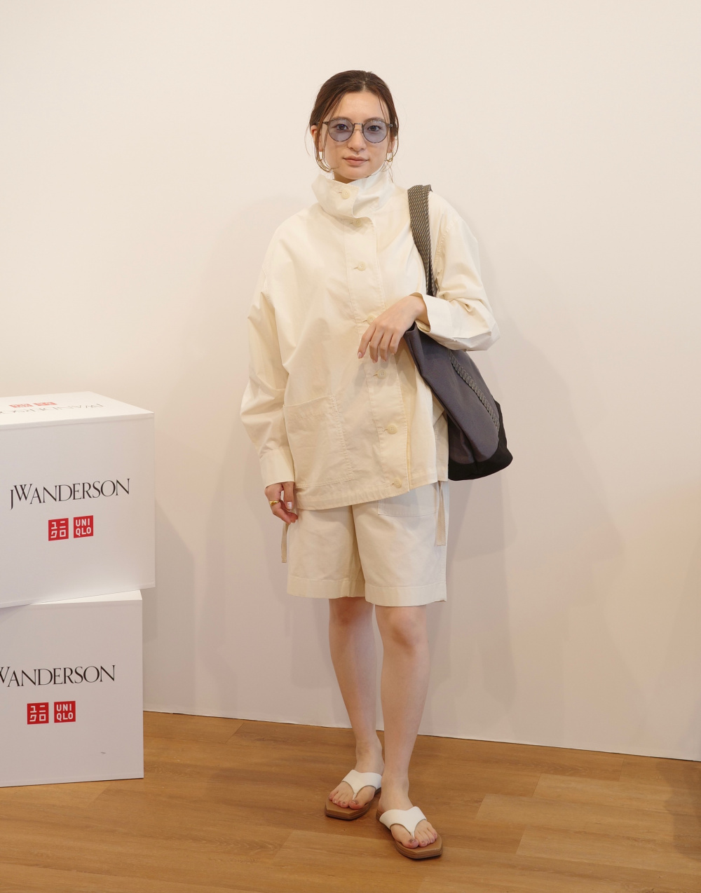 レーヨンプリントブラウス（ドット・半袖）、ギャザーワイドパンツ（丈