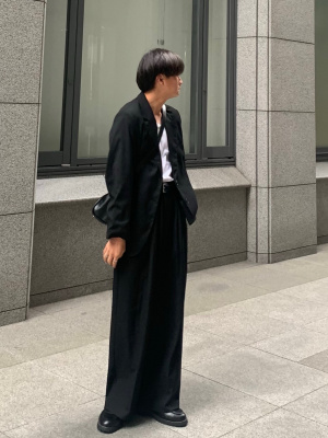 ユニクロ公式 | タックワイドパンツ（ブラッシュドツイル・丈