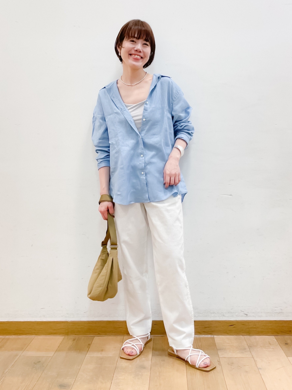 コットンロングシャツワンピース（長袖・標準丈・111.5～122.5cm 