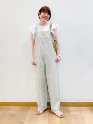 yuu　リネンサロペット ユニクロ公式 | リネンブレンドサロペット/ストライプ