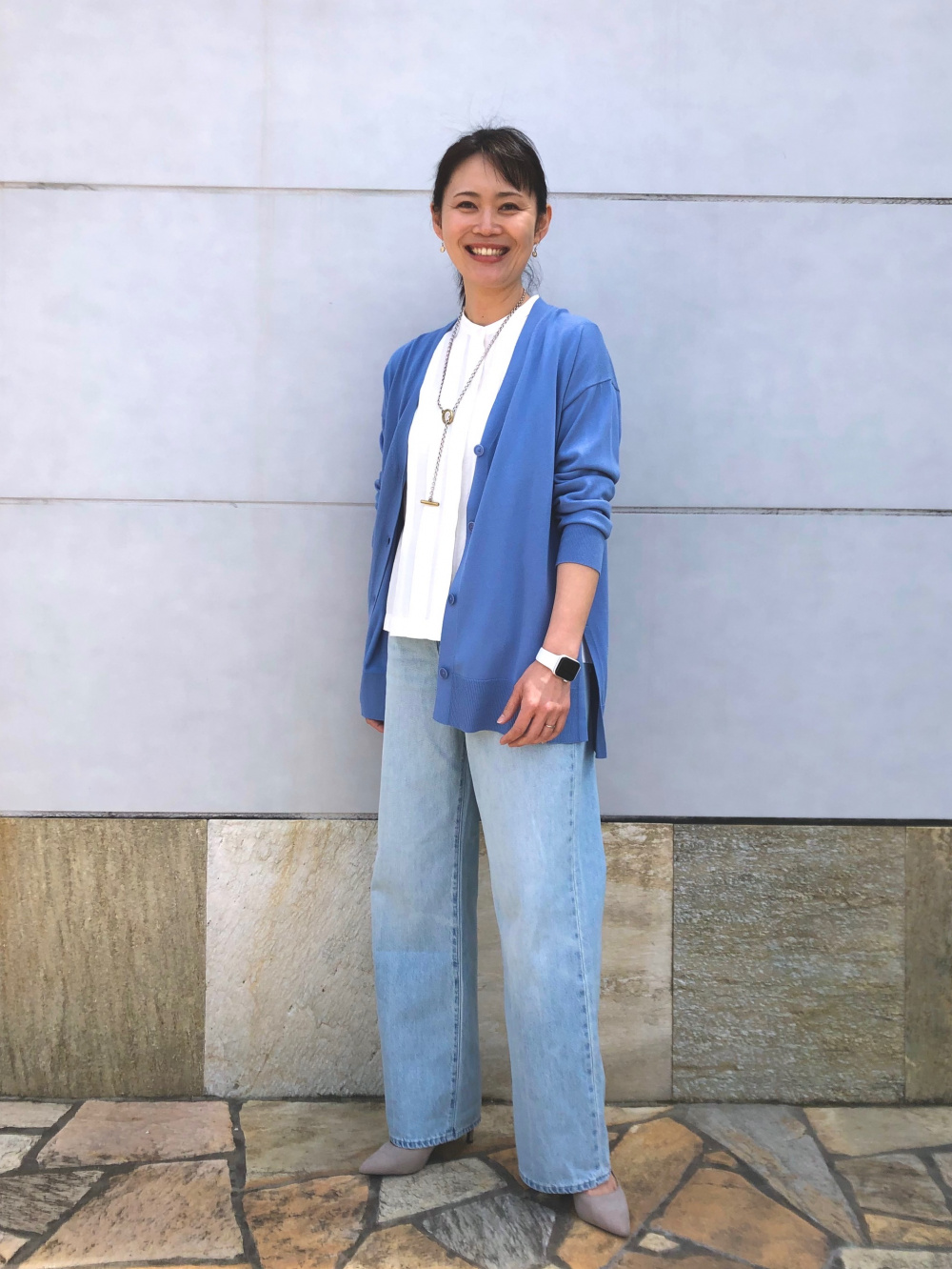CICA&UVカット加工Vネックリブカーディガン