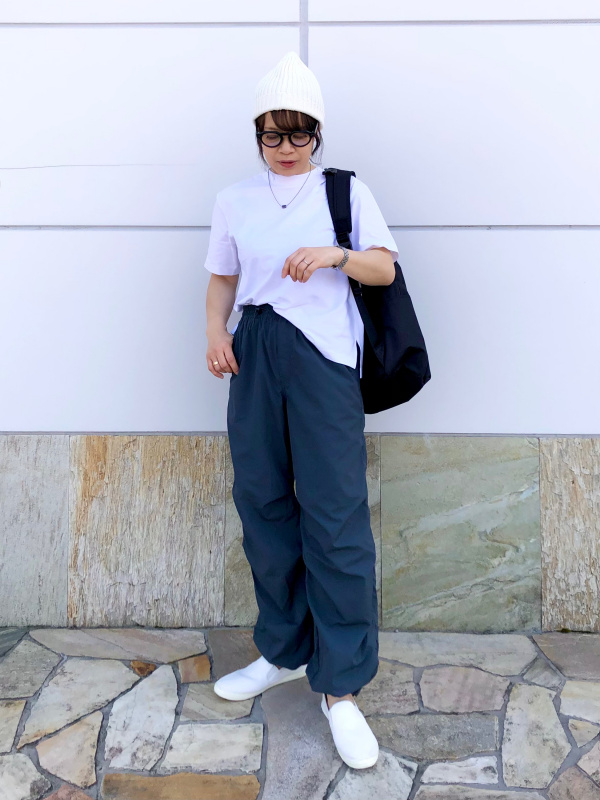 スウェットパンツ、ソフトコットンボーダーラウンドヘムTの