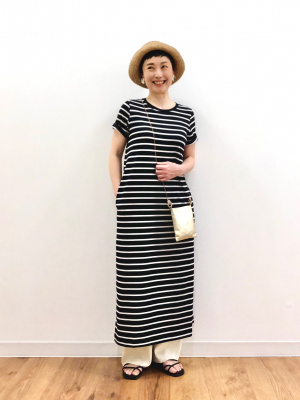 ユニクロ公式 | エアリズムコットンブラワンピース/ボーダー