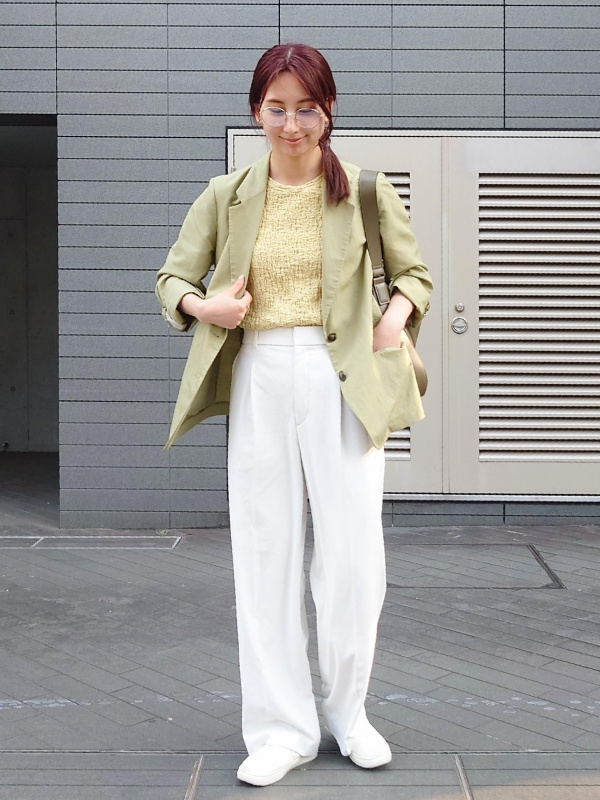 リネンブレンドジャケット、リネンブレンドタックテーパードパンツの