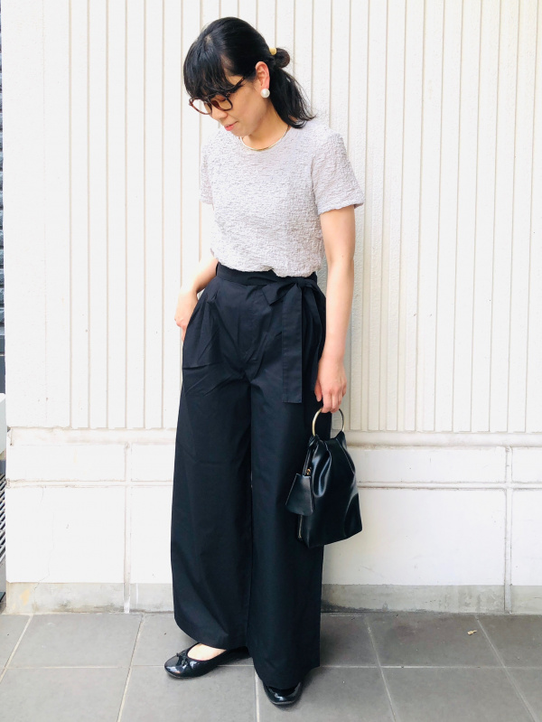 ベルテッドアンクルワイドパンツ（レディース）の着用コーディネート