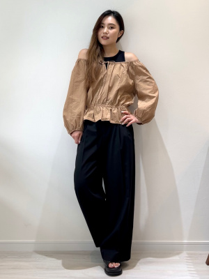 UNIQLO C ユニクロシー タックワイドストレートパンツ ブラック S