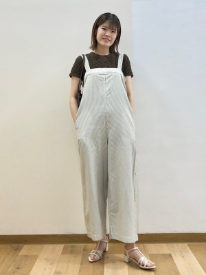 KURASHI&Trips 北欧暮らしの道具店 リネンブレンドサロペット F ユニクロ公式 | リネンブレンドサロペット/ストライプ