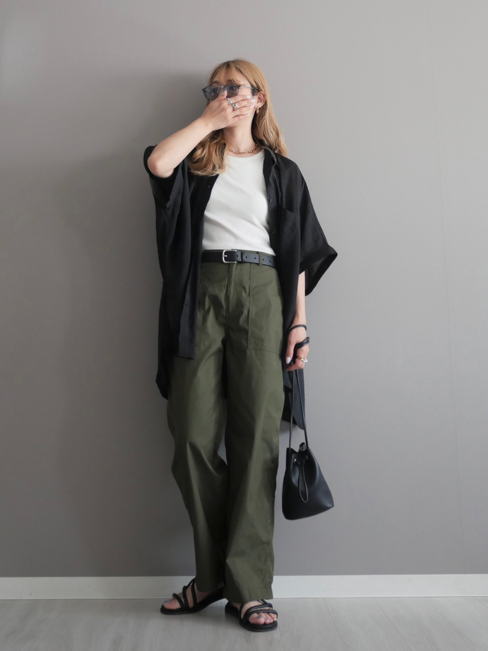 リネンブレンドオープンカラーシャツ（半袖）セットアップ可能、ボーイ