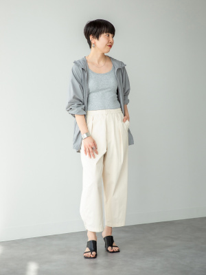 ⭐︎ Quu⭐︎ UNIQLO/ユニクロ【ストレッチクロップドパンツ 58 ホワイト】ドライ