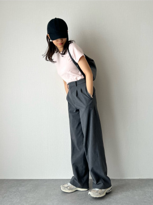 ユニクロ公式 | タックワイドパンツ（ツータック・丈長め76cm