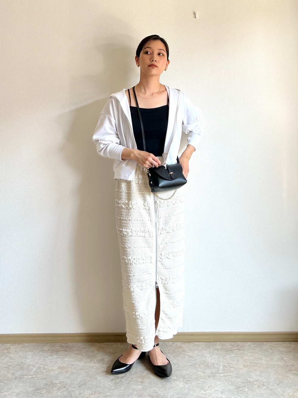 【CNM】ユニクロ×マメクロ　シアークルーネックTシャツ（白黒） UNIQLO - 新品 ユニクロ マメ コラボ シアークルーネックT（長袖）S