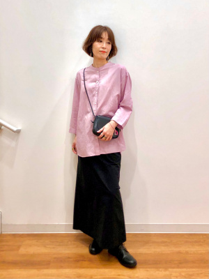 yuni バンドカラーシャツ　リネン　麻100 ゆったり　フリーサイズ ユニクロ公式 | リネンブレンドバンドカラーシャツ/7分袖