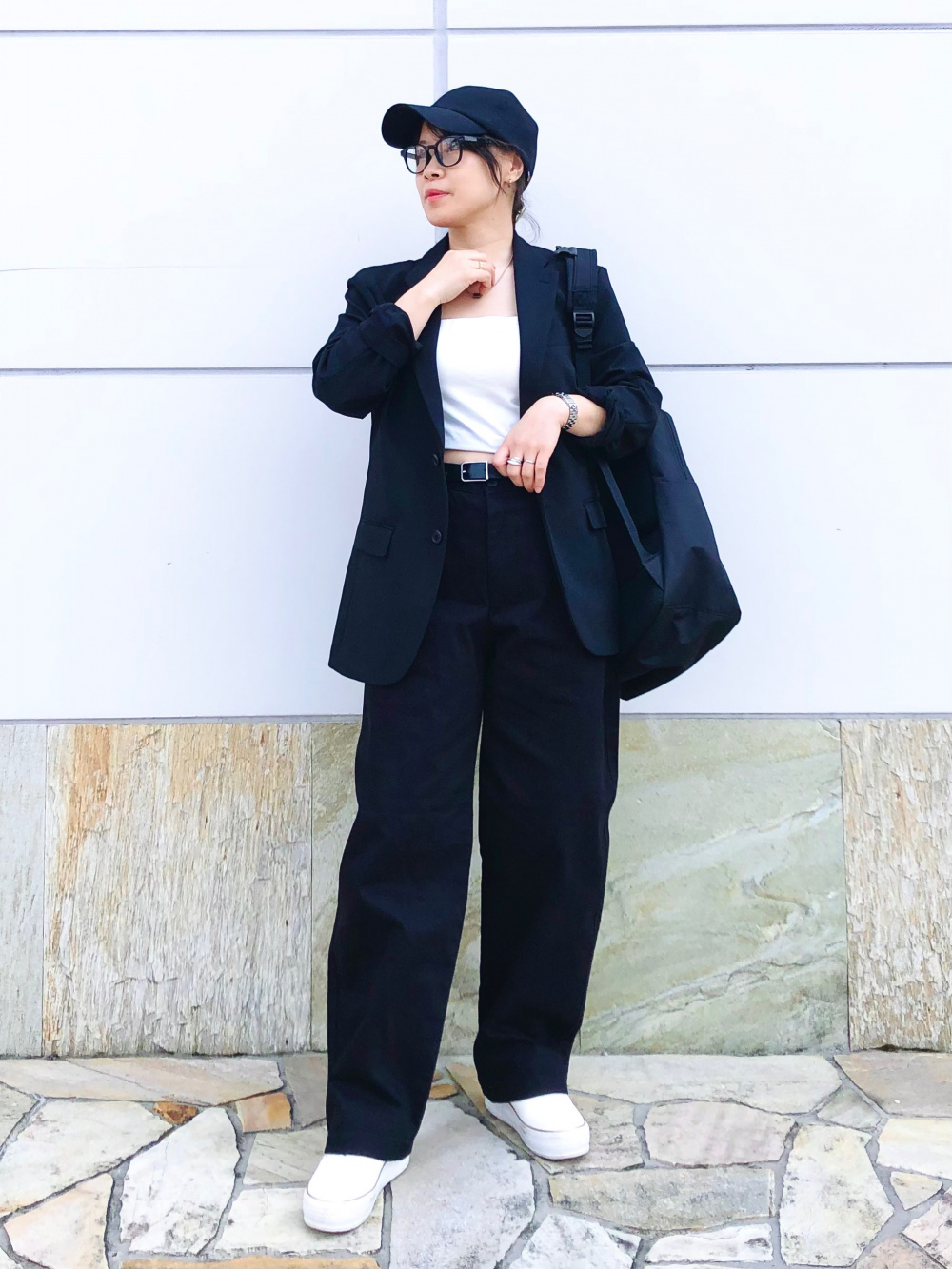 エアリズムコットンブラチューブトップ」の着用コーディネート