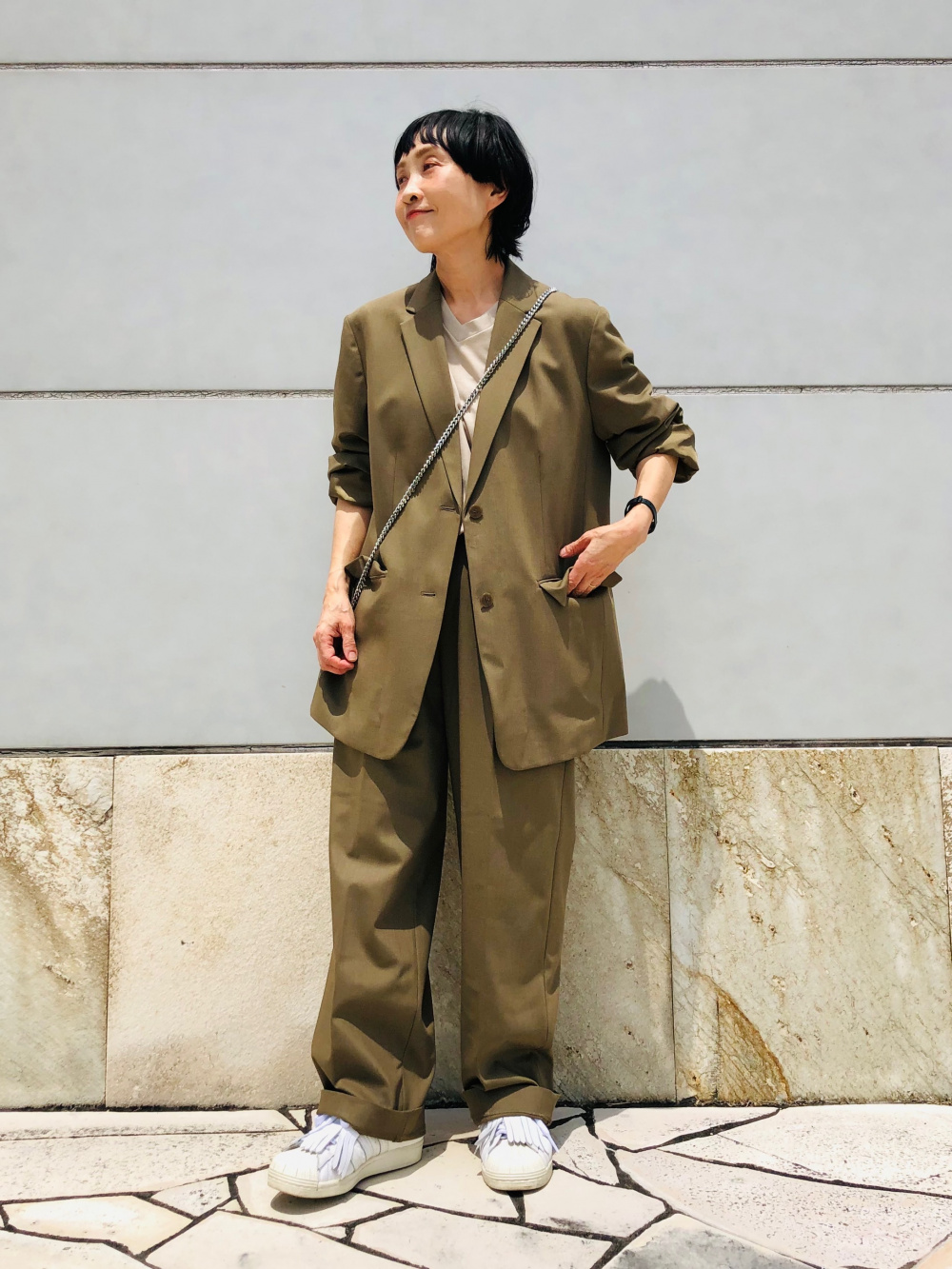 エアリズムコットンリラックスVネックTシャツ/5分袖、Vネック