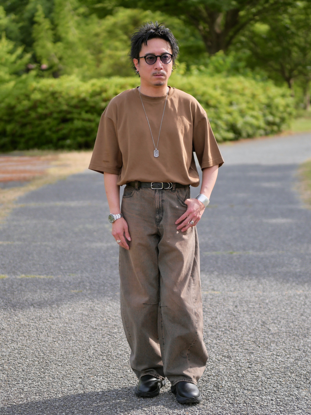 エアリズムコットンオーバーサイズTシャツ/5分袖、ウォッシャブル 
