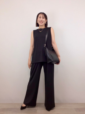 【関税込】 ドレープ ジャージ ノースリーブ トップ - ブラック クレープジャージーノースリーブT｜ユニクロの通販｜&mall